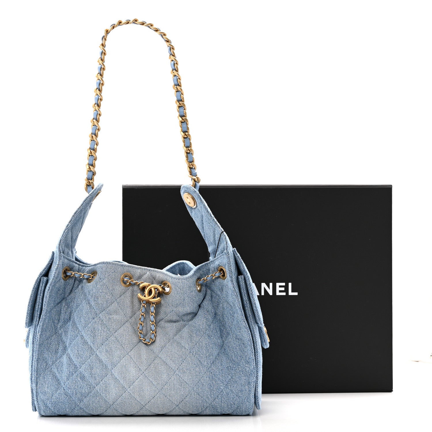 Chanel Washed Denim Quilted Small Chanel 25 Handbag Blue 12 of 12