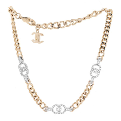 Chanel Crystal CC Chain Links Choker Necklace Gold 3 of 6