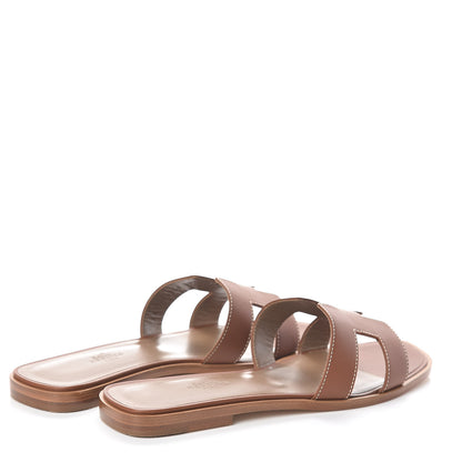 Hermes Box Calfskin Oran Sandals 39 Gold 4 of 8