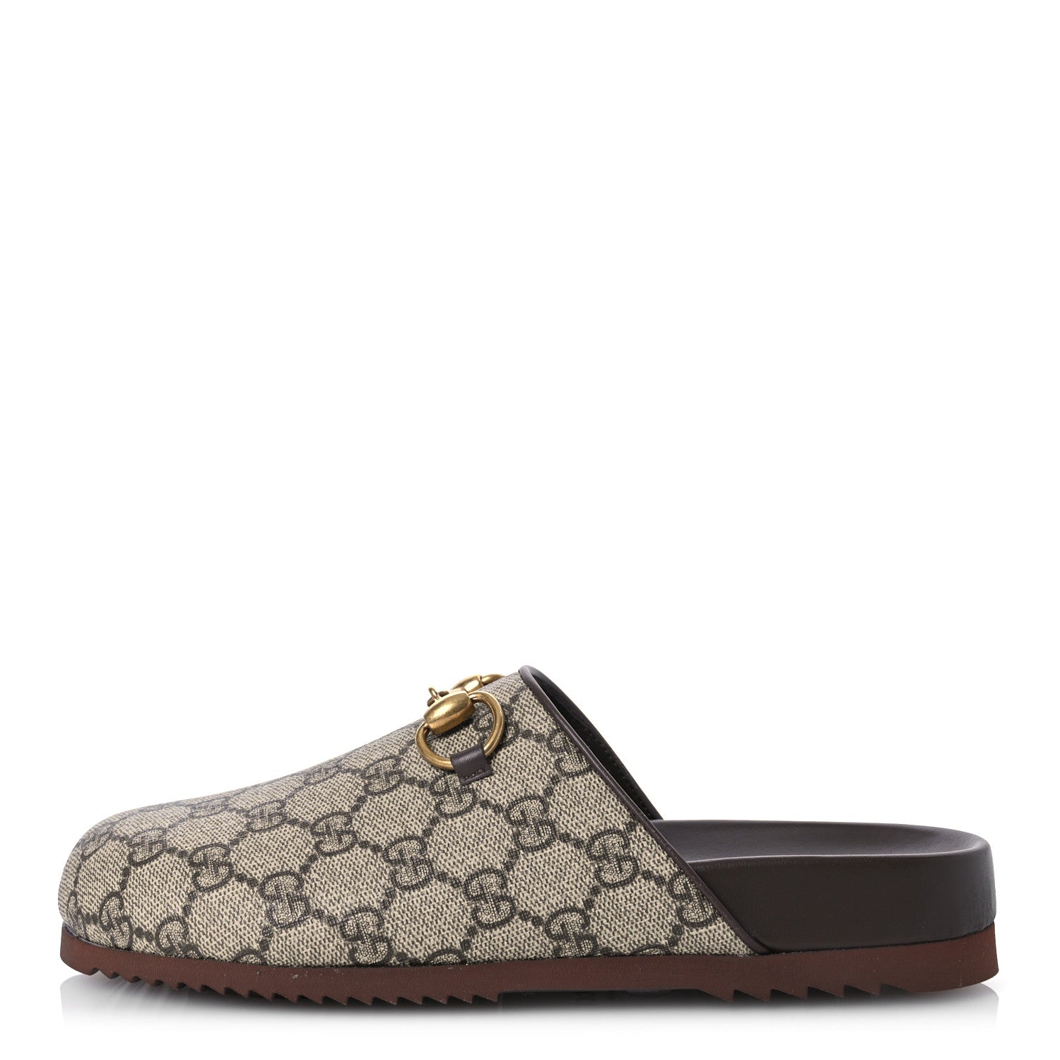 Gucci GG Supreme Monogram Miro Soft Calfskin Womens Horsebit Slippers 36 Beige Ebony New Acero 1 of 11