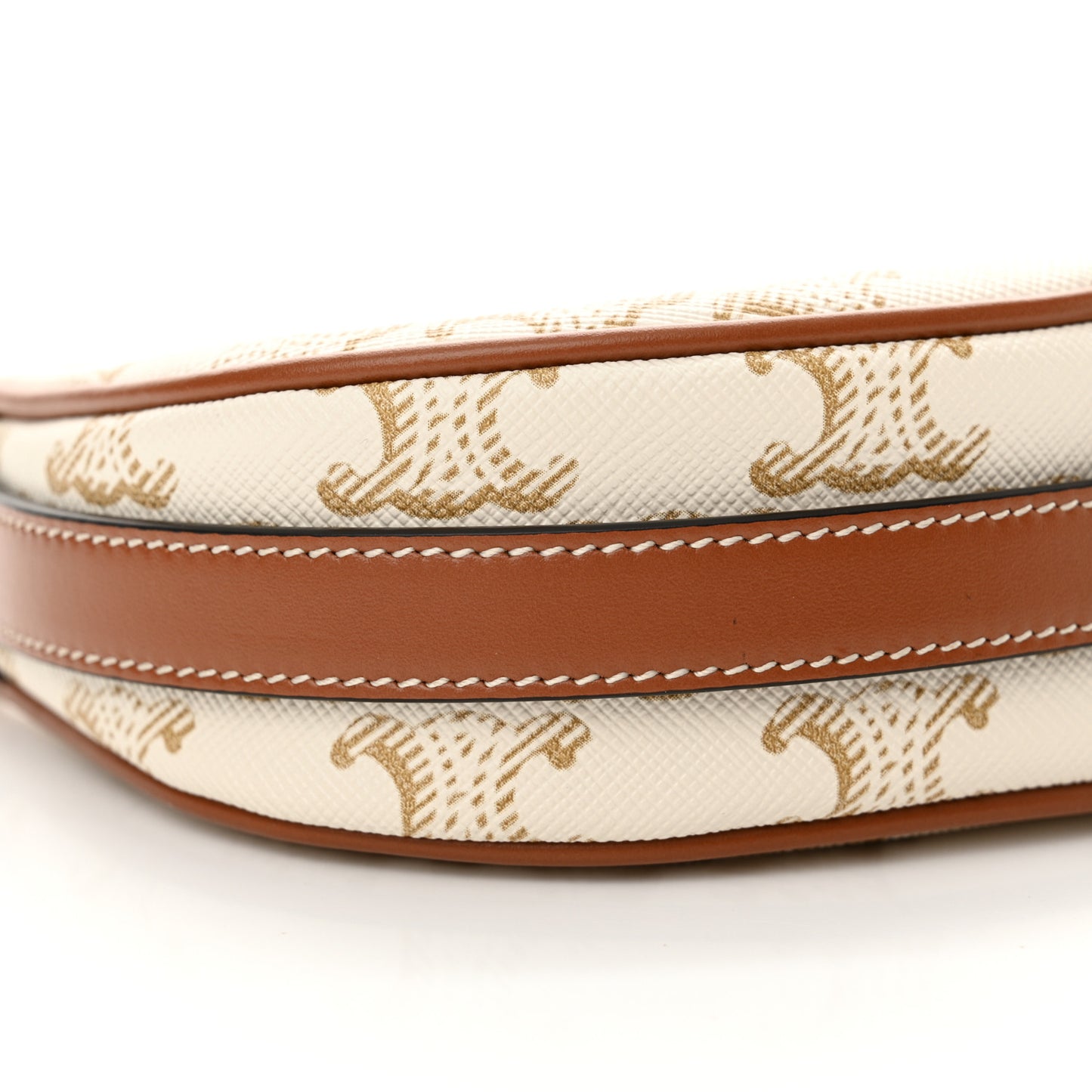 Canvas Calfskin Mini Ava Triomphe Shoulder Bag White