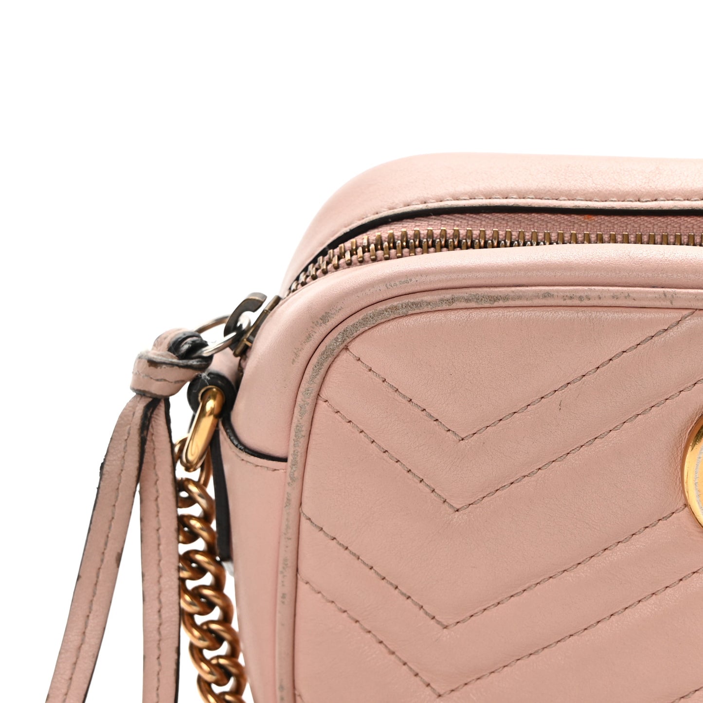 Calfskin Matelasse Mini GG Marmont Chain Shoulder Bag Perfect Pink