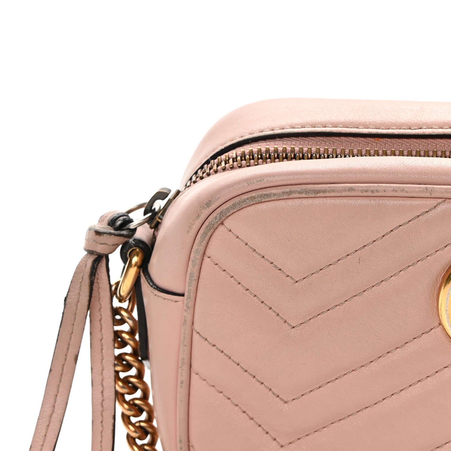 Gucci Calfskin Matelasse Mini GG Marmont Chain Shoulder Bag Perfect Pink 21 of 24