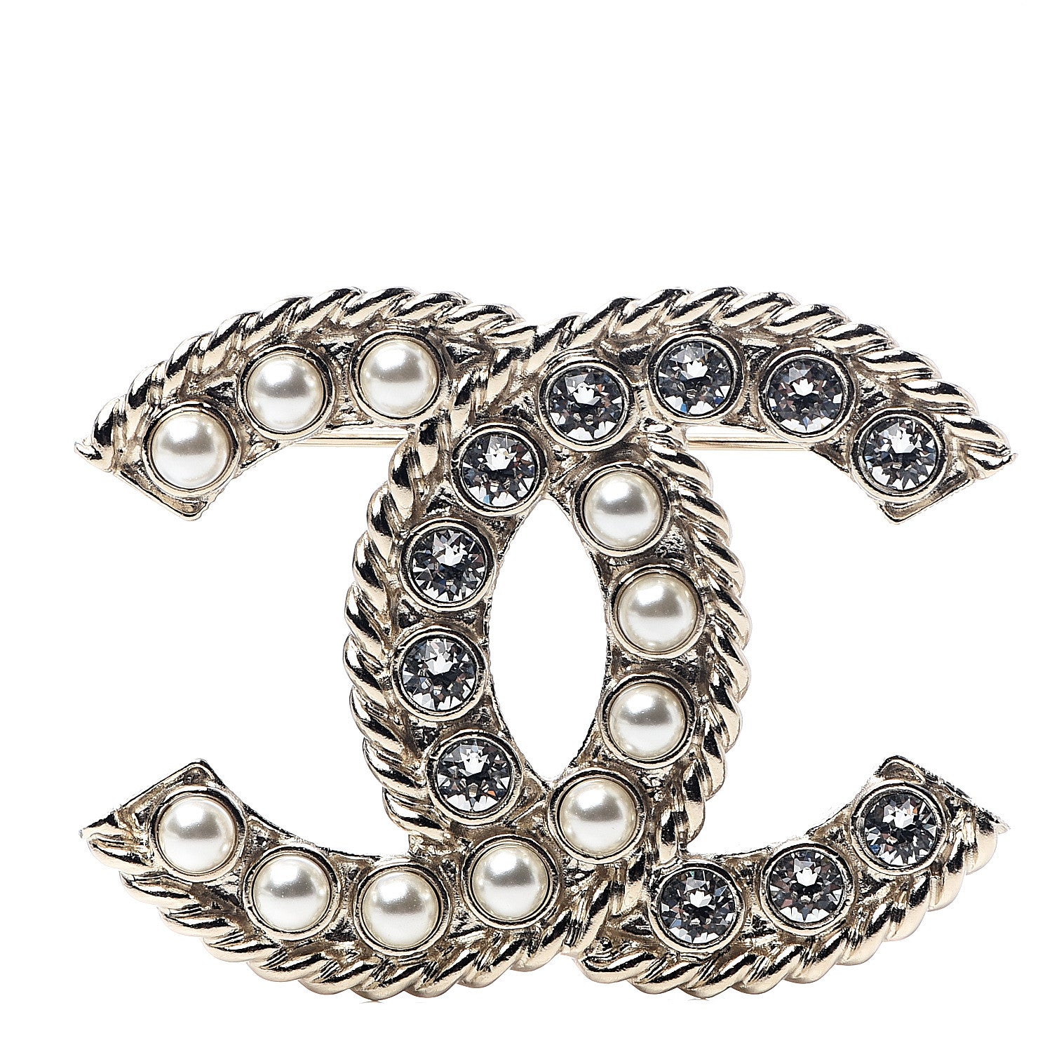 Chanel Pearl Crystal April In Paris CC Brooch Gold 1 of 4