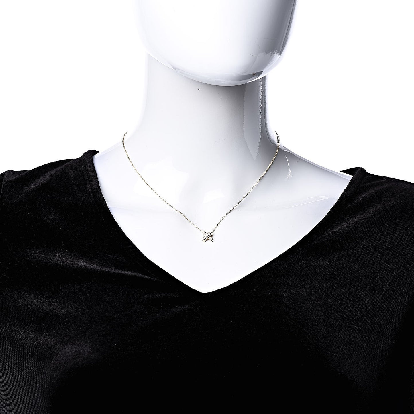 18K Yellow Gold Diamond Cross Stitch Pendant Necklace