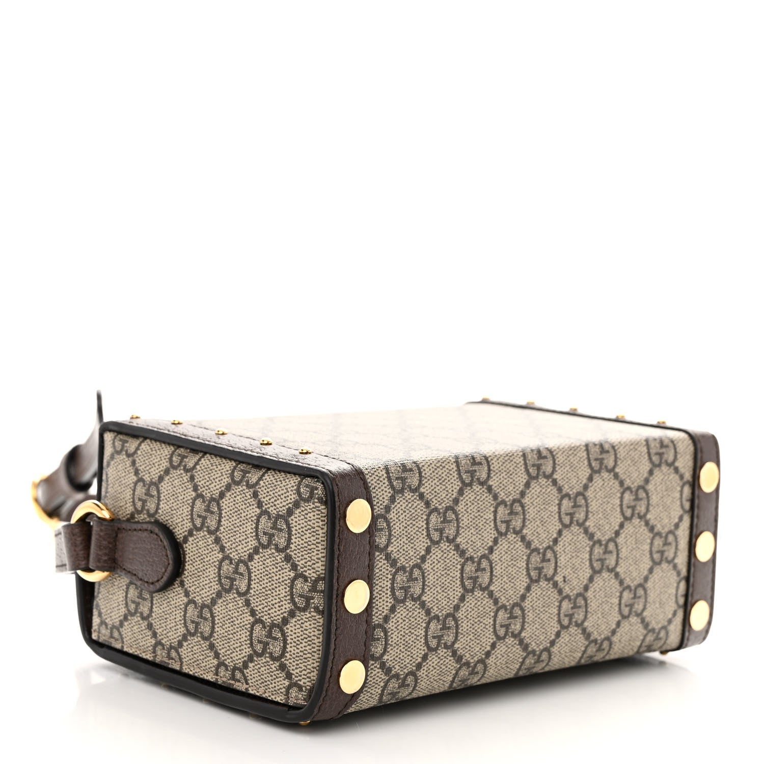 Gucci GG Supreme Monogram Textured Dollar Calfskin Mini Trunk Shoulder Bag Beige Ebony New Acero 4 of 9