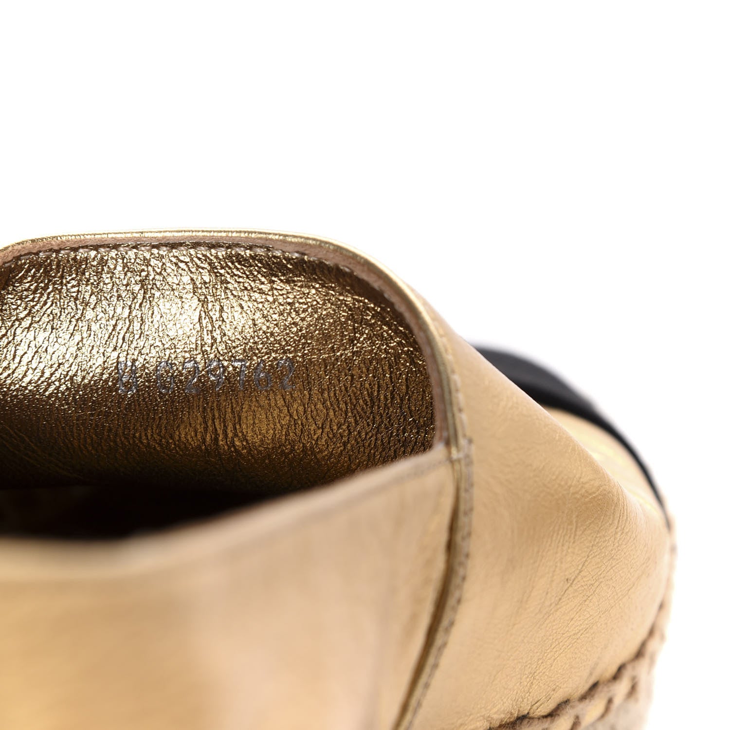 Chanel Laminated Lambskin Grosgrain CC Espadrilles 39 Gold Black 10 of 11