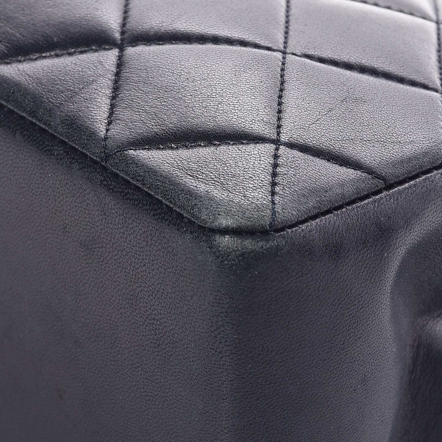 Lambskin Quilted Shopping Tote Navy