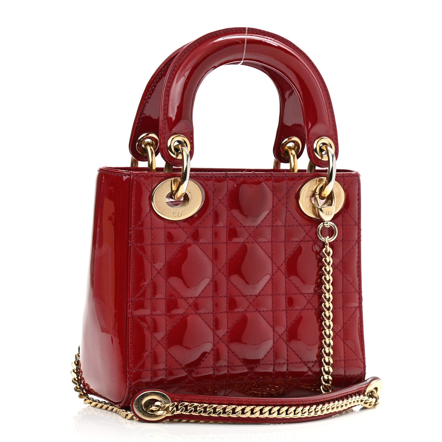 Patent Cannage Mini Lady Dior Red