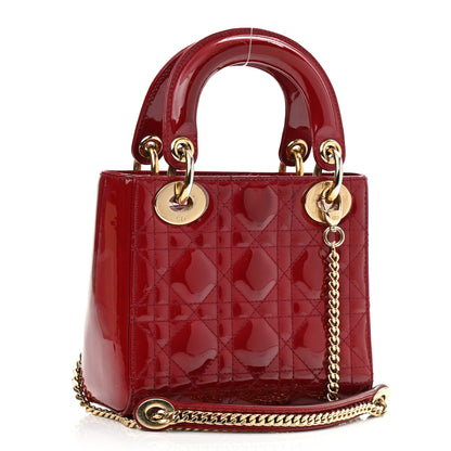 Christian Dior Patent Cannage Mini Lady Dior Red 3 of 9