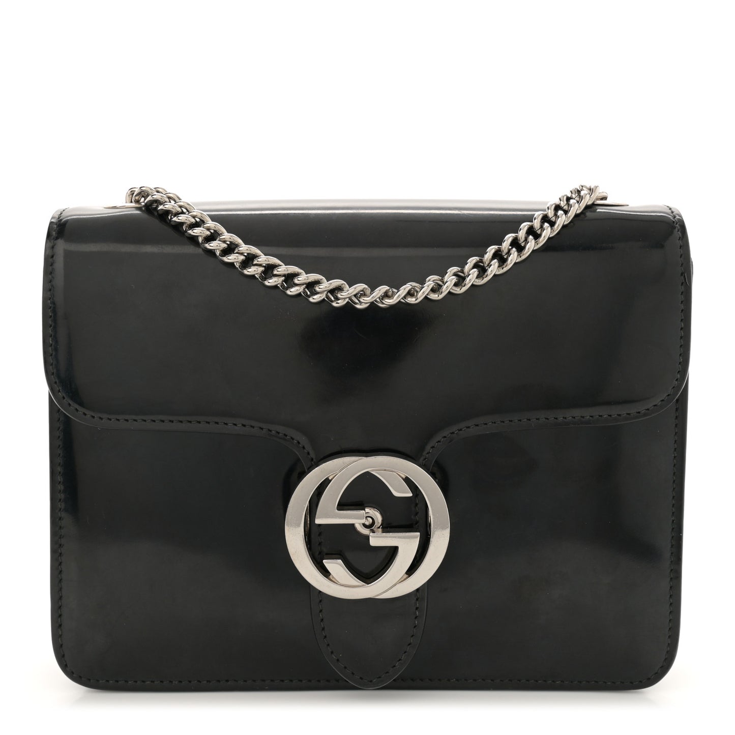 Shade Lux Calfskin Small Interlocking G Shoulder Bag Black