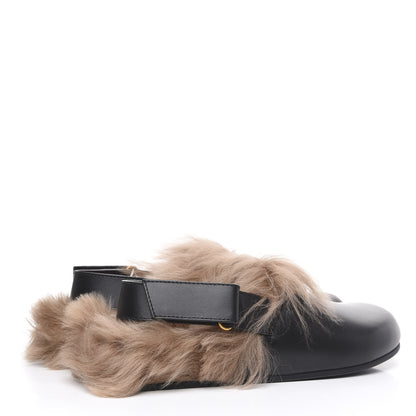 Gucci Calfskin Fur Mens Horsebit River Slingback Slippers 8 Black 4 of 8