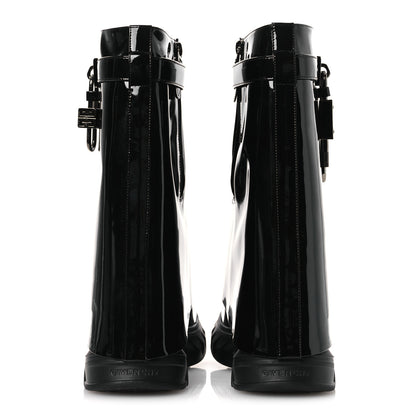Givenchy Patent Shark Lock Biker Ankle Boots 37 Black 6 of 11