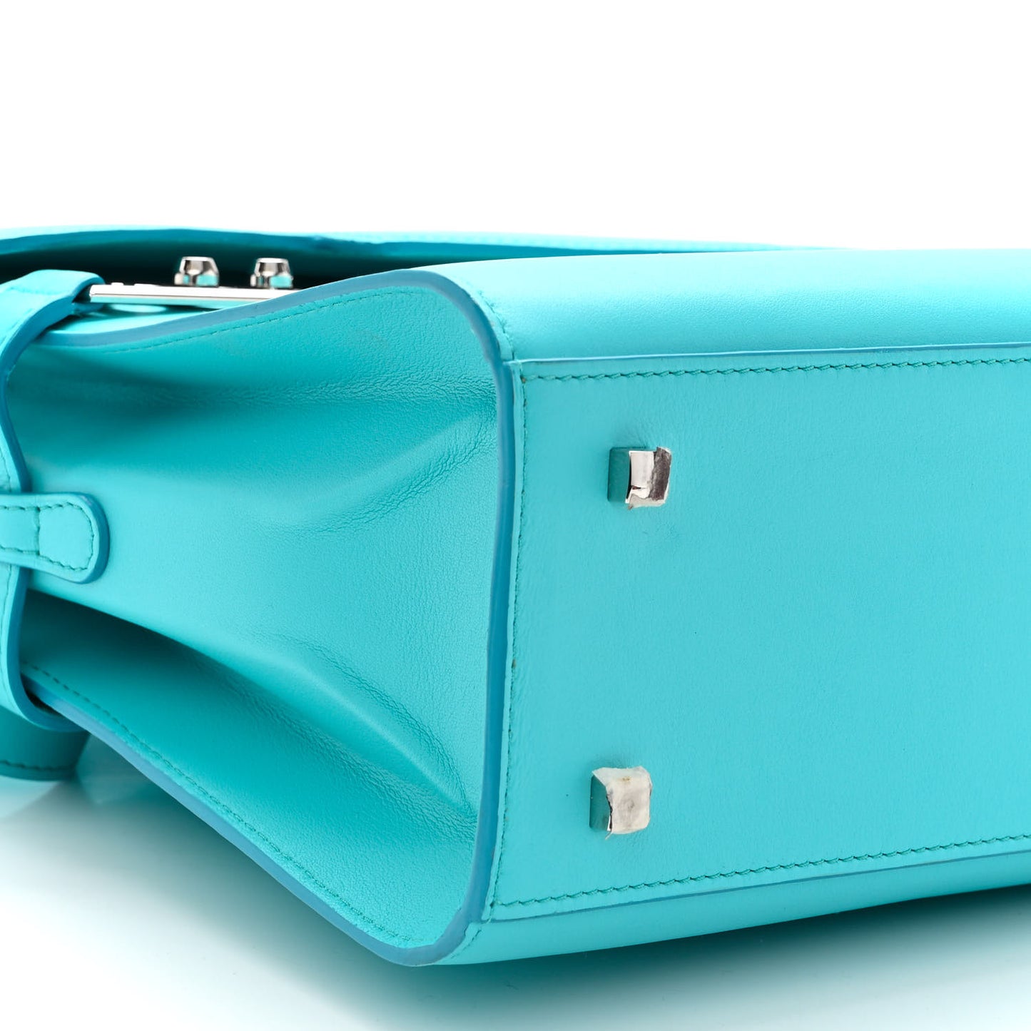 Calfskin MM Tempete Satchel Turquoise