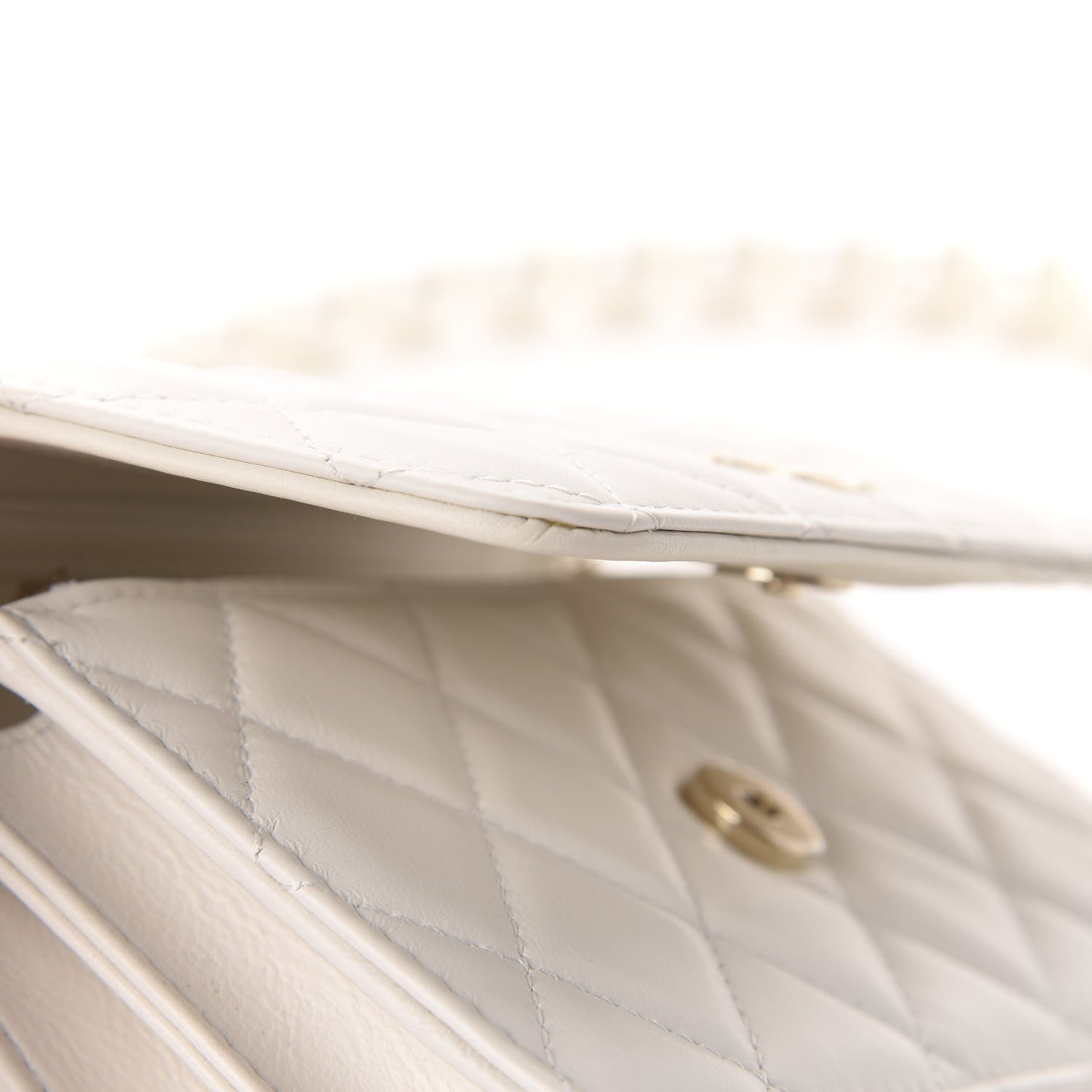 Chanel Calfskin Quilted CC Pearl Mini Wallet On Chain Flap White 10 of 13