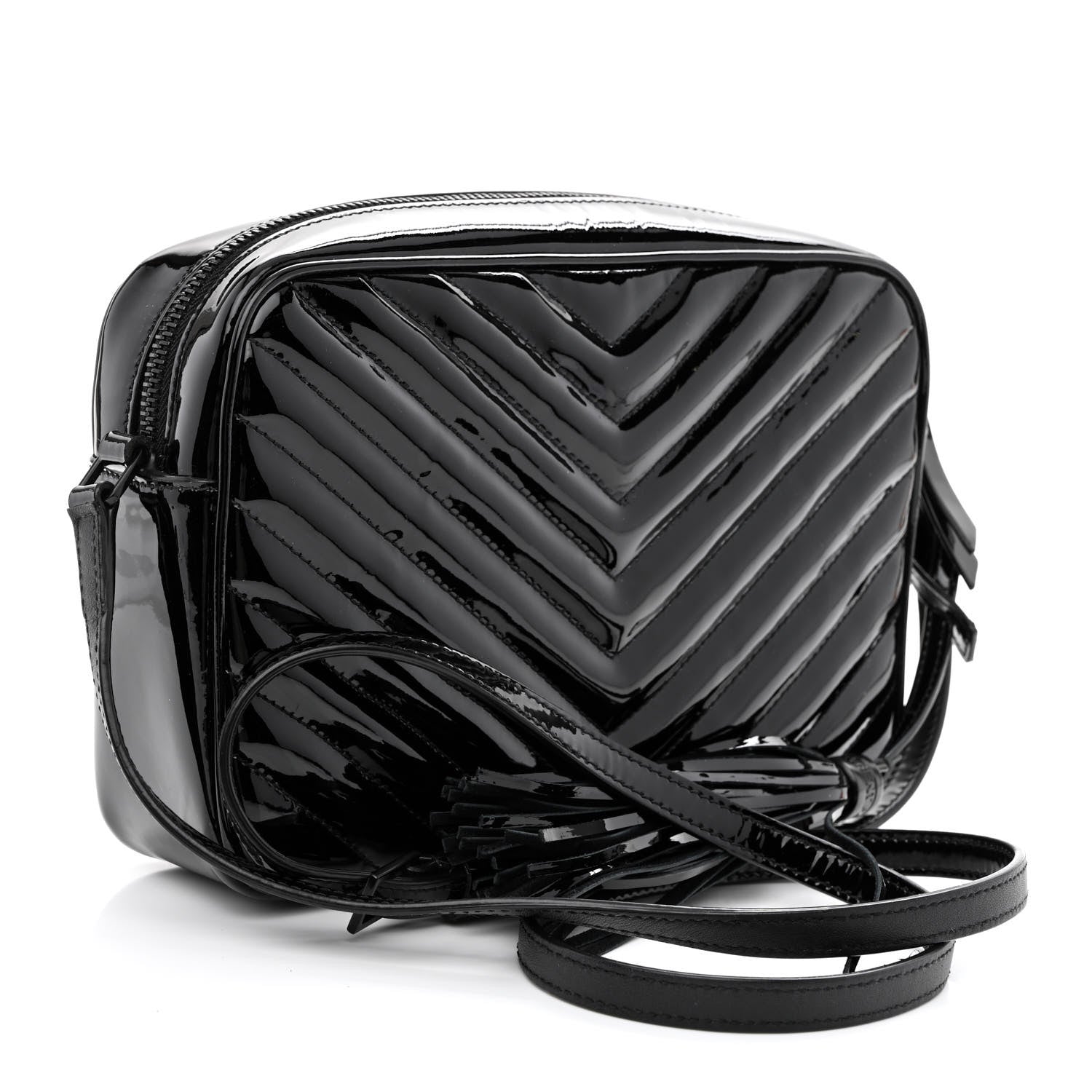 Saint Laurent Patent Calfskin Matelasse Monogram Lou Camera Bag Black 3 of 10