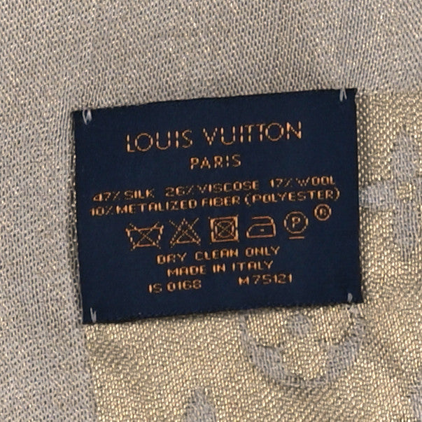 Louis Vuitton Silk Lurex Wool Monogram Shine Shawl Greige 4 of 4