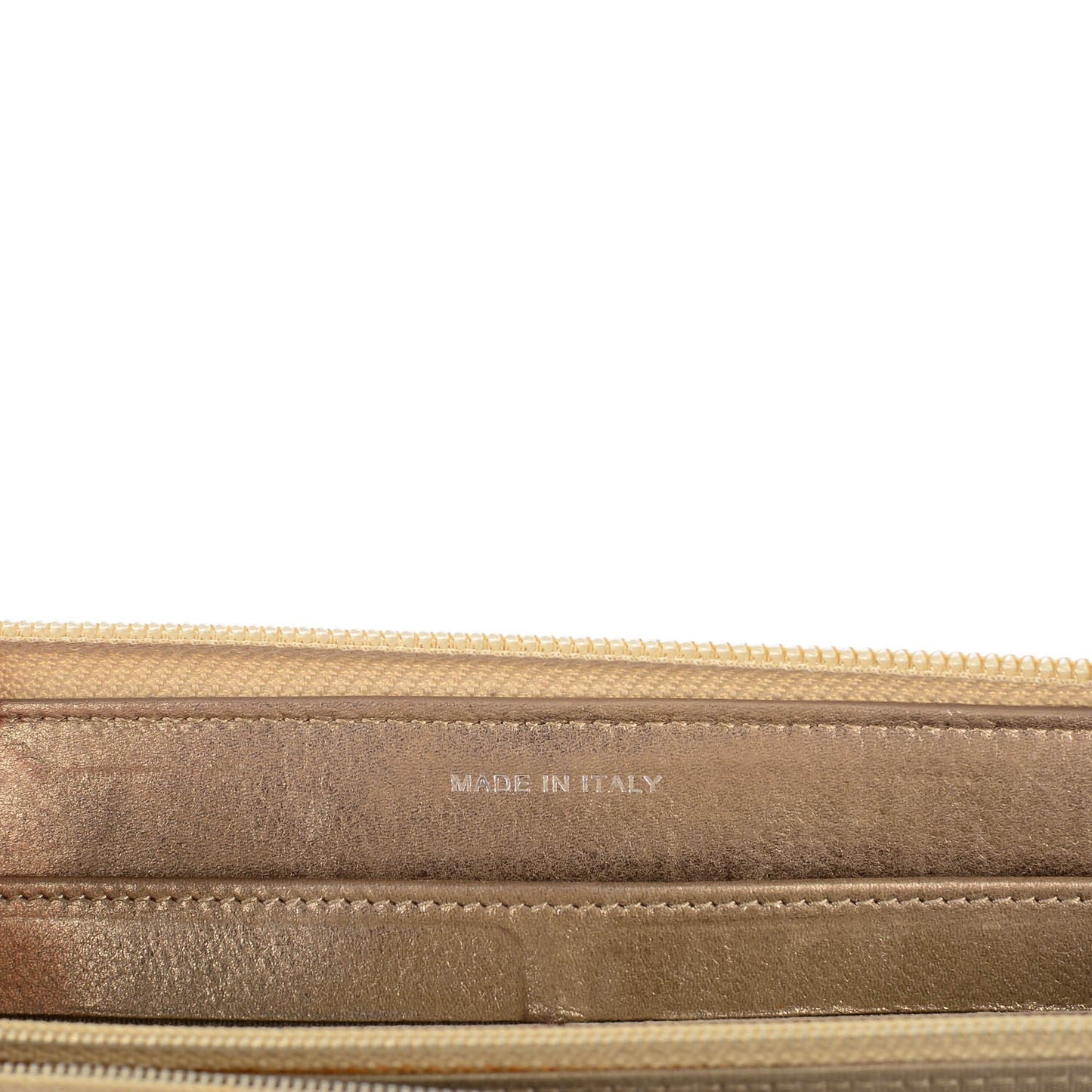 Metallic Calfskin Quilted Boy Zip Around Wallet Light Gold