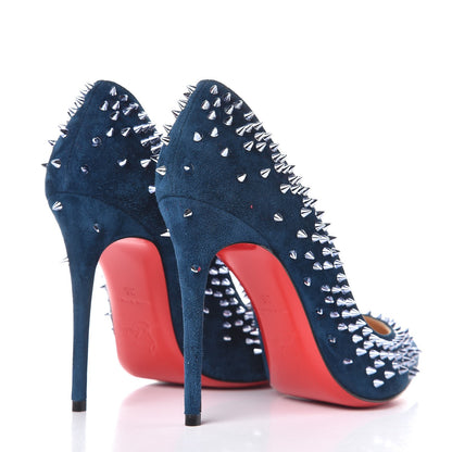 Christian Louboutin Veau Velours Studded Escarpic 100 Pumps 35 Quartz Petrol 4 of 7