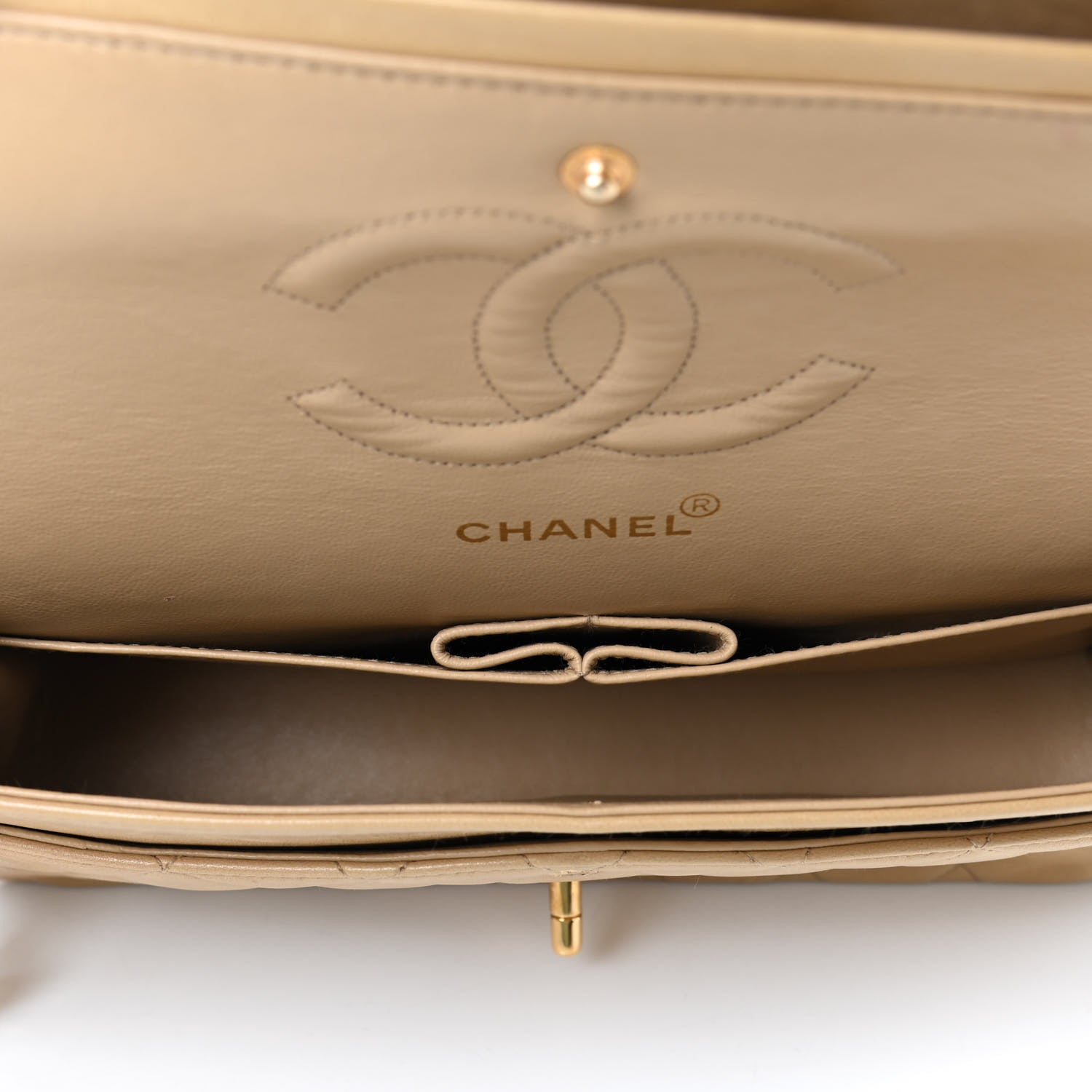 Chanel Lambskin Quilted Medium Double Flap Beige 4 of 4
