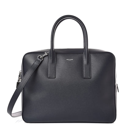 Saint Laurent Grain de Poudre Medium Museum Briefcase Deep Marine 1 of 9