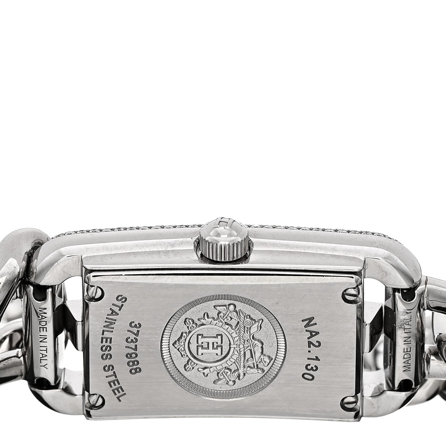Hermes Stainless Steel Diamond Bezel Mother of Pearl 17mm Nantucket Quartz Watch 4 of 5