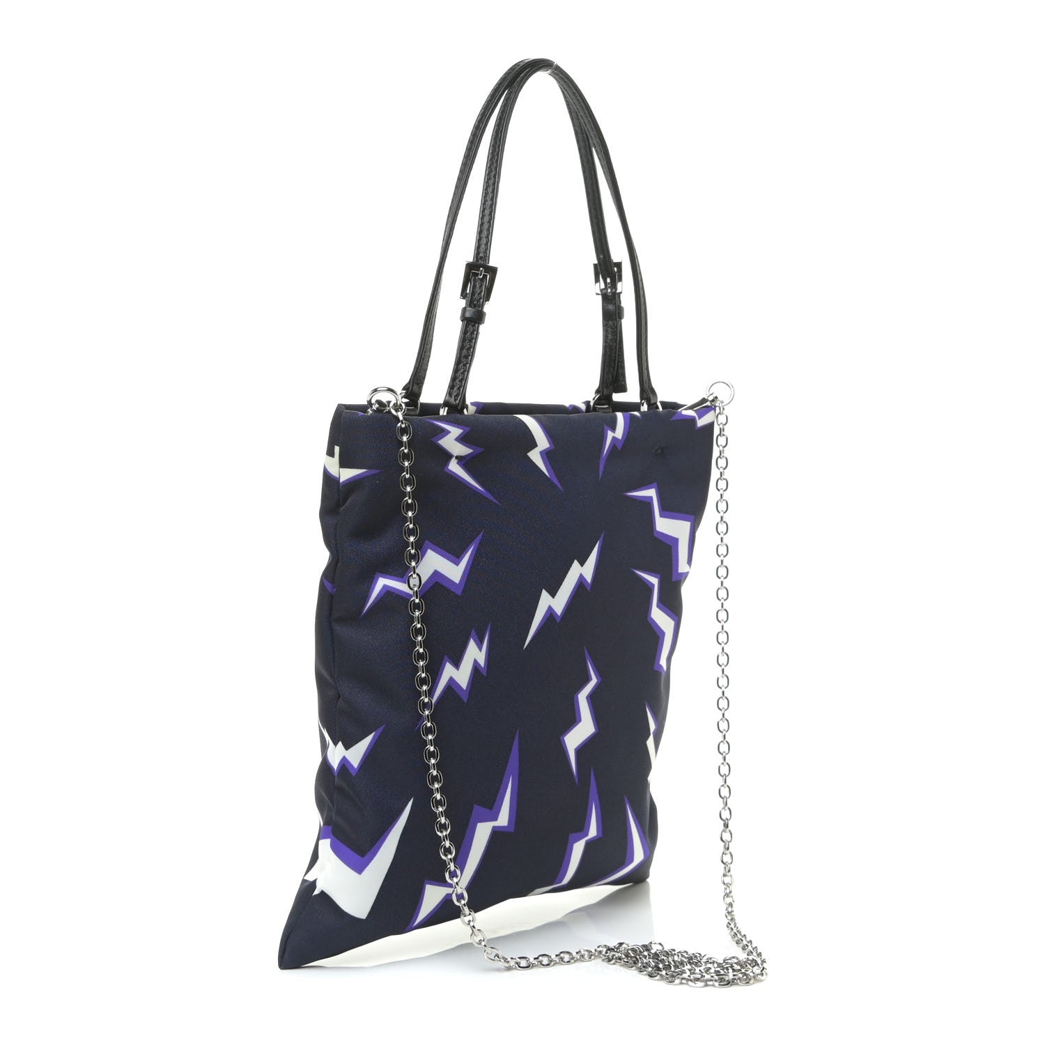 Prada X UNIVERSAL STUDIOS Tessuto Nylon Thunder Frankenstein Chain Shopping Tote Blue Multicolor 3 of 12
