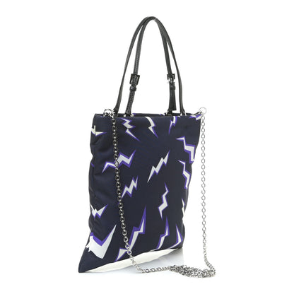 Prada X UNIVERSAL STUDIOS Tessuto Nylon Thunder Frankenstein Chain Shopping Tote Blue Multicolor 3 of 12