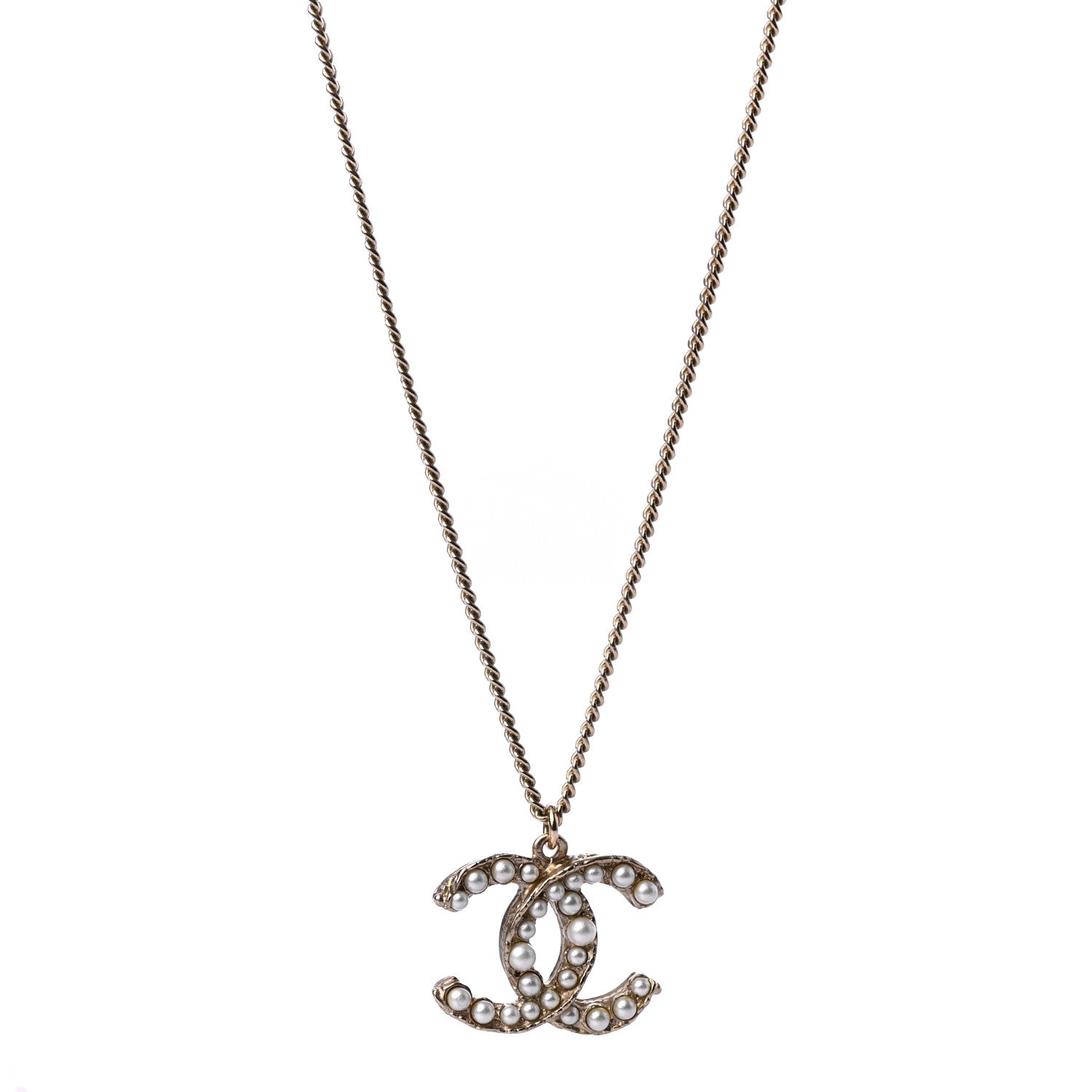 Chanel Pearl CC Pendant Necklace Gold 1 of 5
