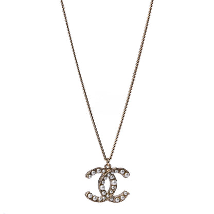 Chanel Pearl CC Pendant Necklace Gold 1 of 5