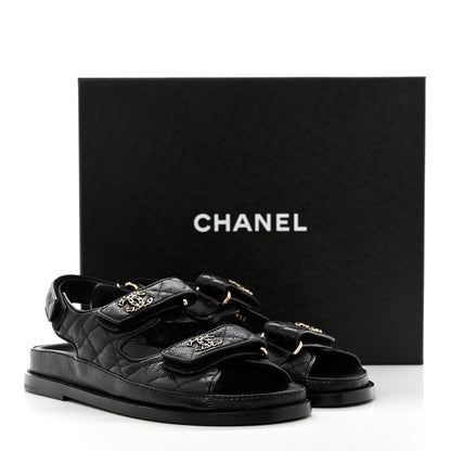 Chanel Grained Calfskin Velcro Dad Sandals 35.5 Black 9 of 9