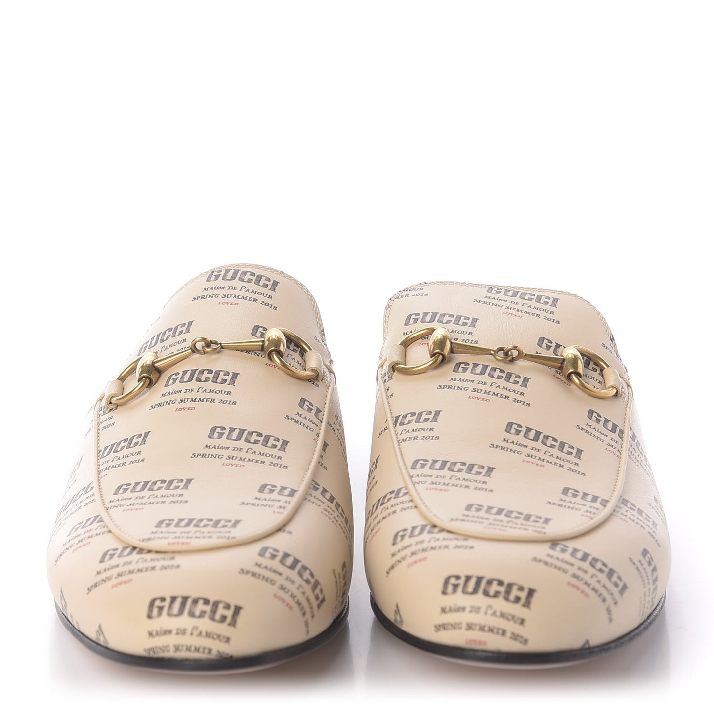 Calfskin Stamp Print Womens Princetown Slippers 38 Soy Black