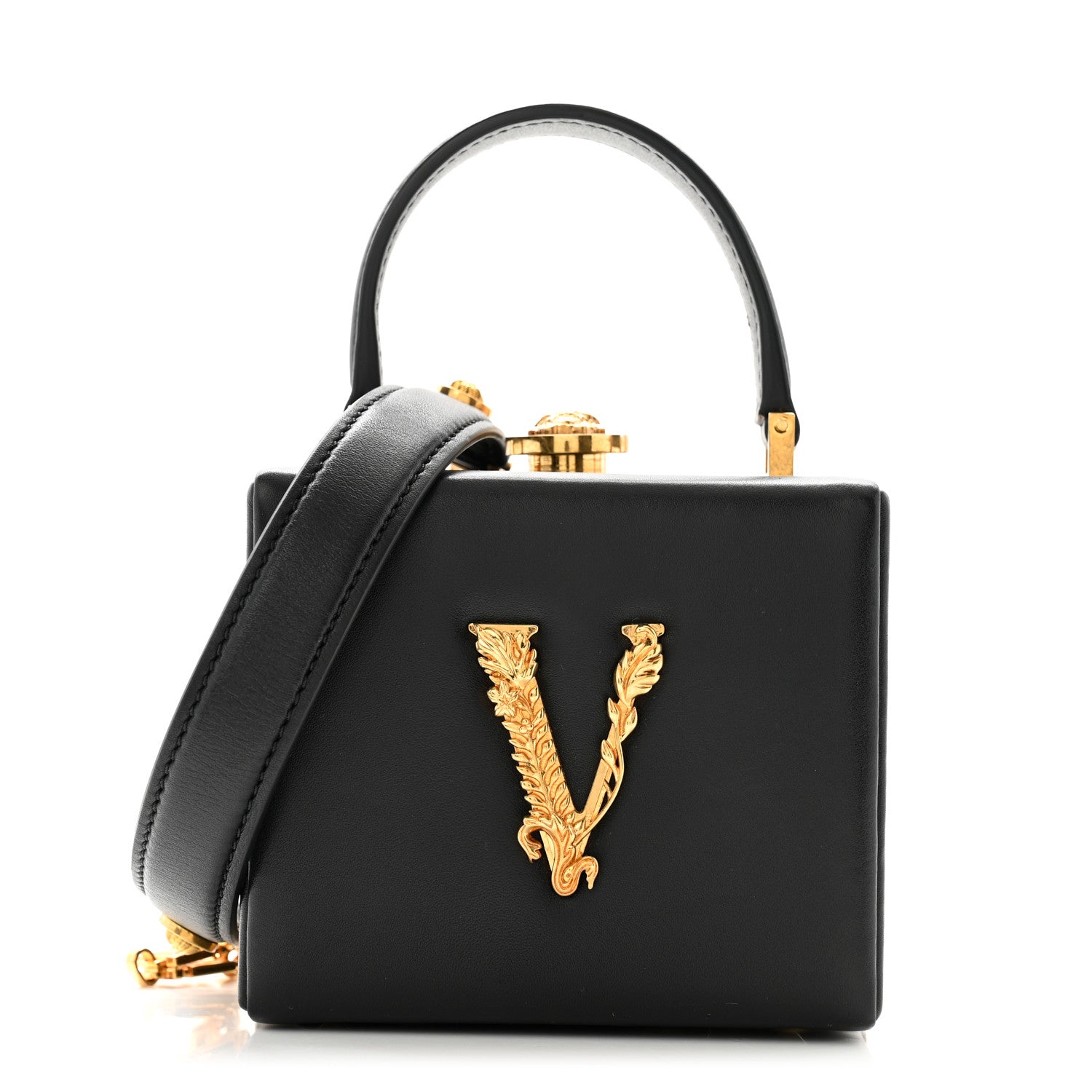 Versace Saffiano Virtus Square Shoulder Bag Black 1 of 10