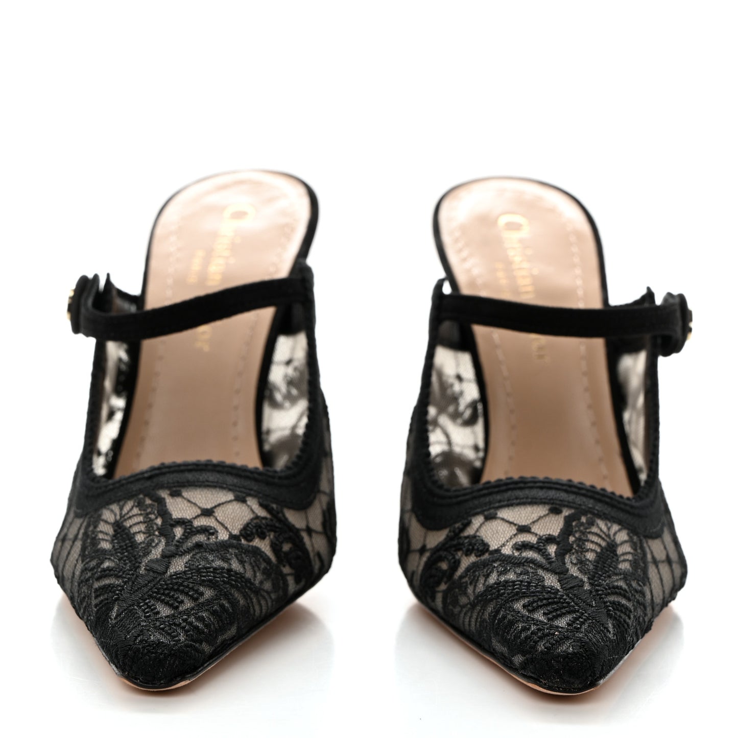 Mesh Butterfly Embroidered Pumps 35 Black
