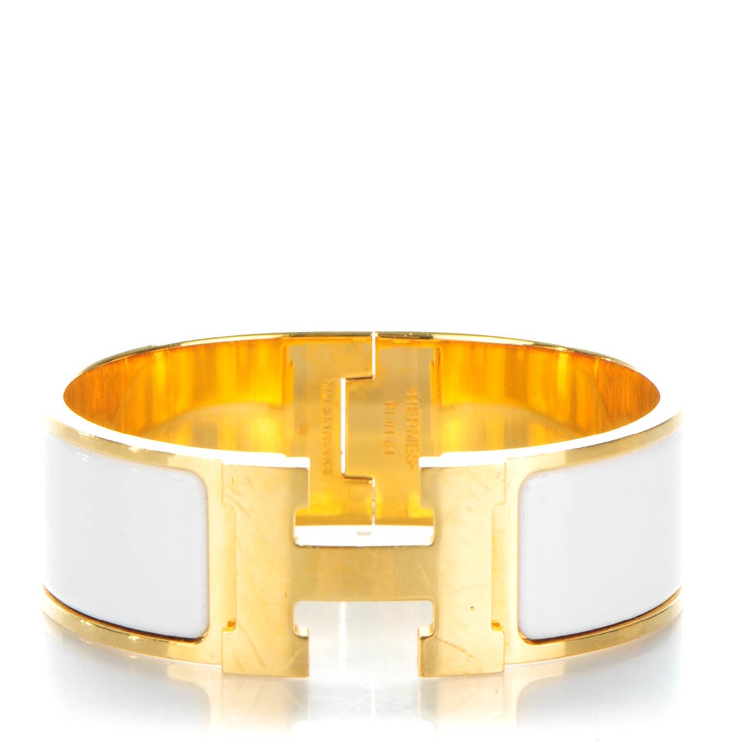 Hermes Enamel Wide Clic Clac H Bracelet PM White 1 of 8