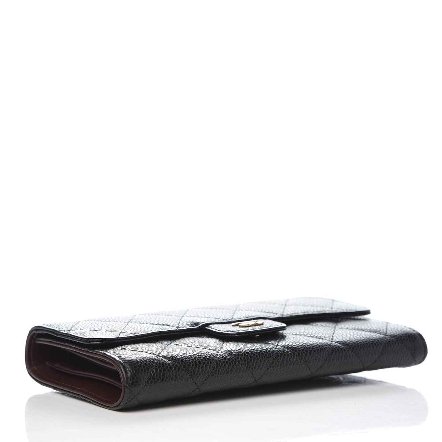Caviar Quilted Large Flap Wallet Black