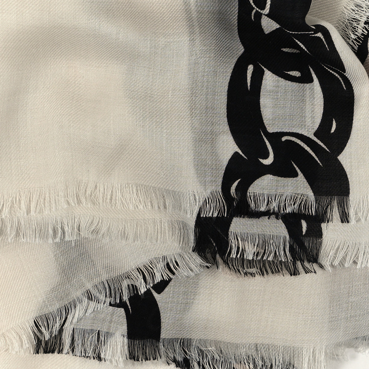 Chanel Cashmere Silk Fringe Chains Stole Ivory 4 of 4