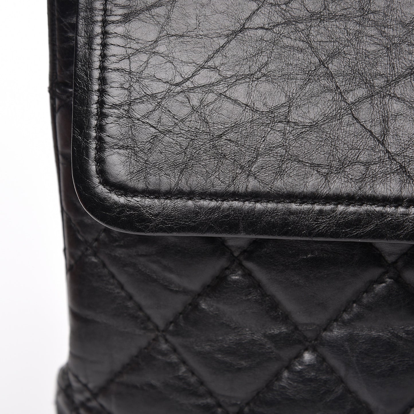 Aged Calfskin Quilted 2.55 Reissue 227 Flap Black