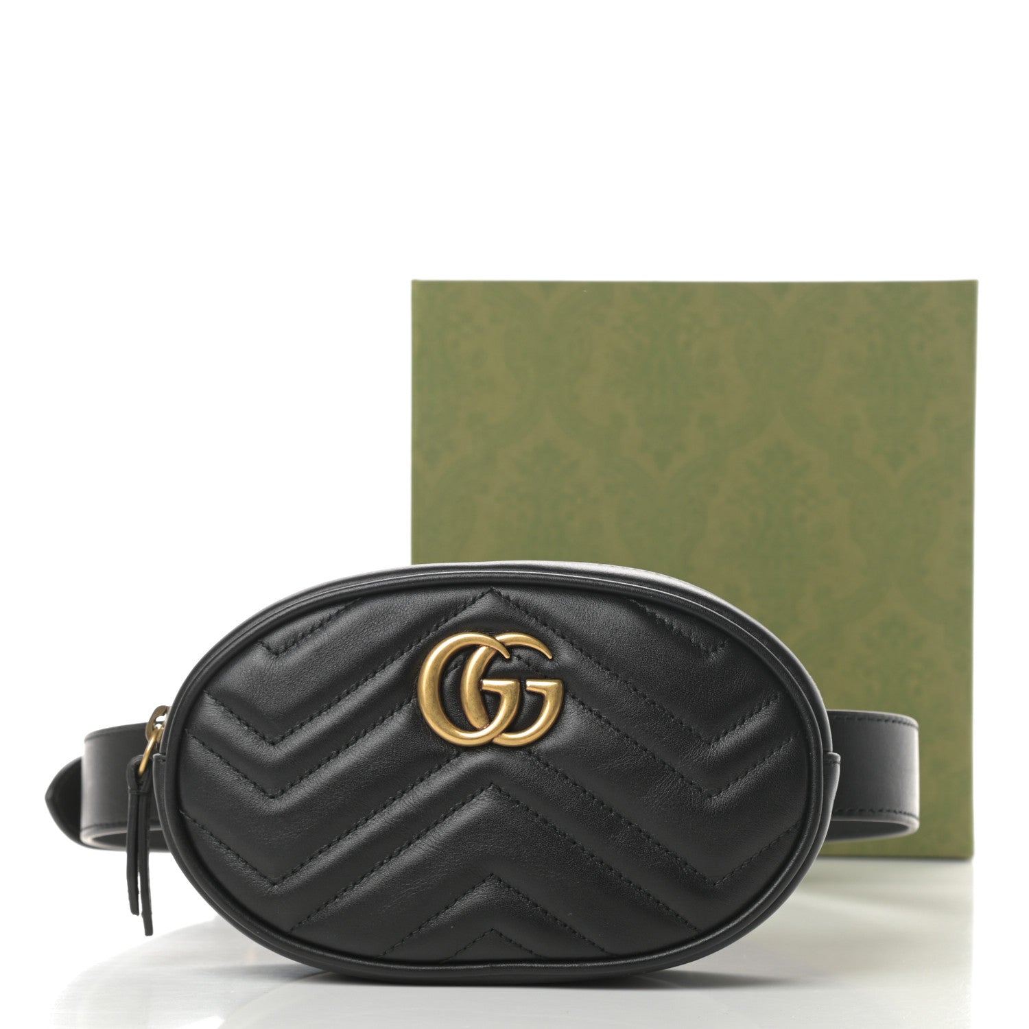 Gucci Calfskin Matelasse GG Marmont Belt Bag 75 30 Black 12 of 12