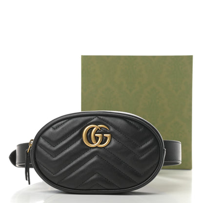 Gucci Calfskin Matelasse GG Marmont Belt Bag 75 30 Black 12 of 12