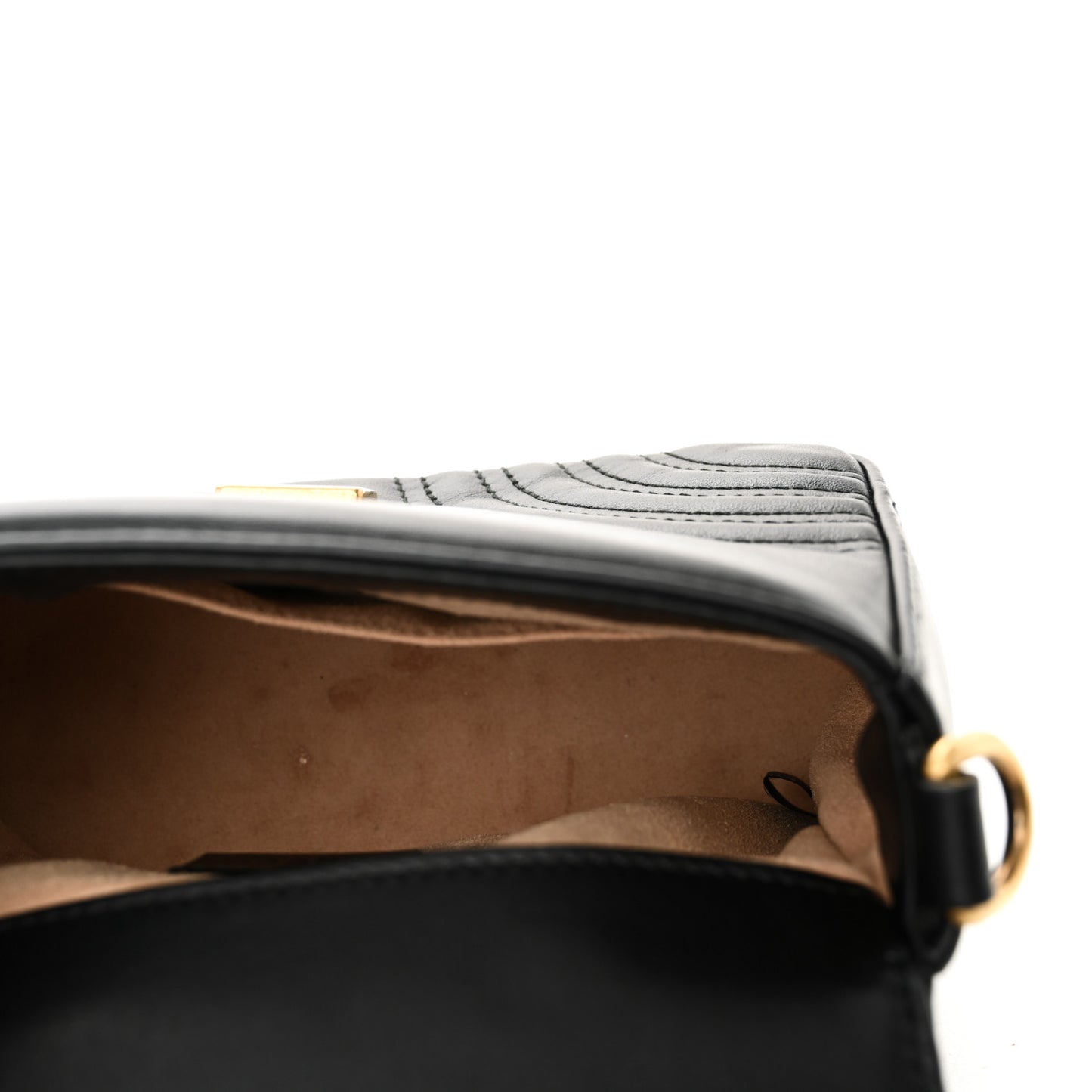 Calfskin Matelasse Mini GG Marmont Top Handle Shoulder Bag Black
