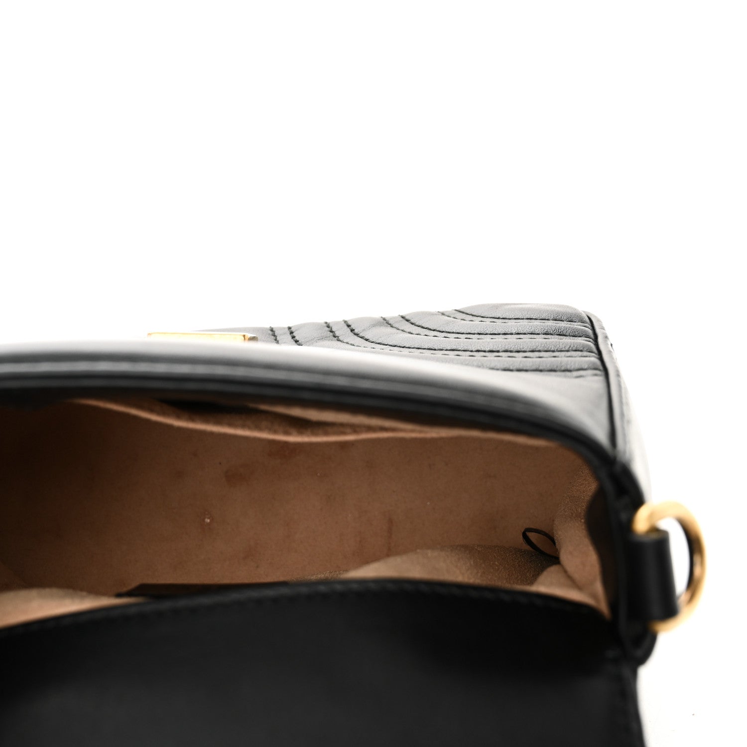 Gucci Calfskin Matelasse Mini GG Marmont Top Handle Shoulder Bag Black 5 of 10