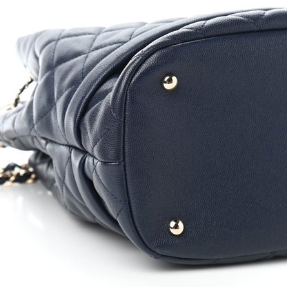 Chanel Caviar Quilted Rolled Up Bucket Drawstring Bag Navy 8 of 9