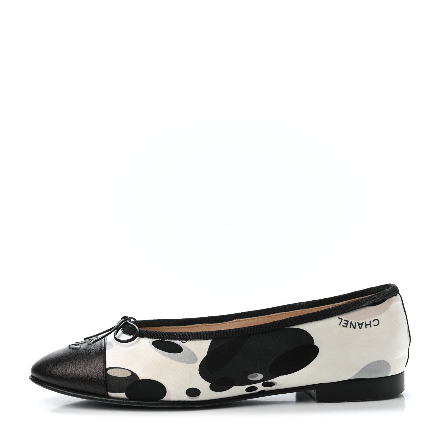 Chanel Printed Fabric CC Cap Toe Ballerina Flats 38 Black 1 of 4