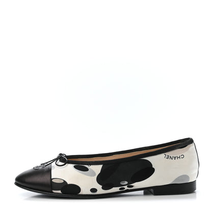 Chanel Printed Fabric CC Cap Toe Ballerina Flats 38 Black 1 of 4