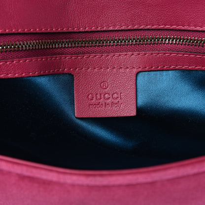 Gucci Velvet Matelasse Blind for Love Embroidered Medium GG Marmont Shoulder Bag Light Raspberry Rose Multicolor 6 of 20