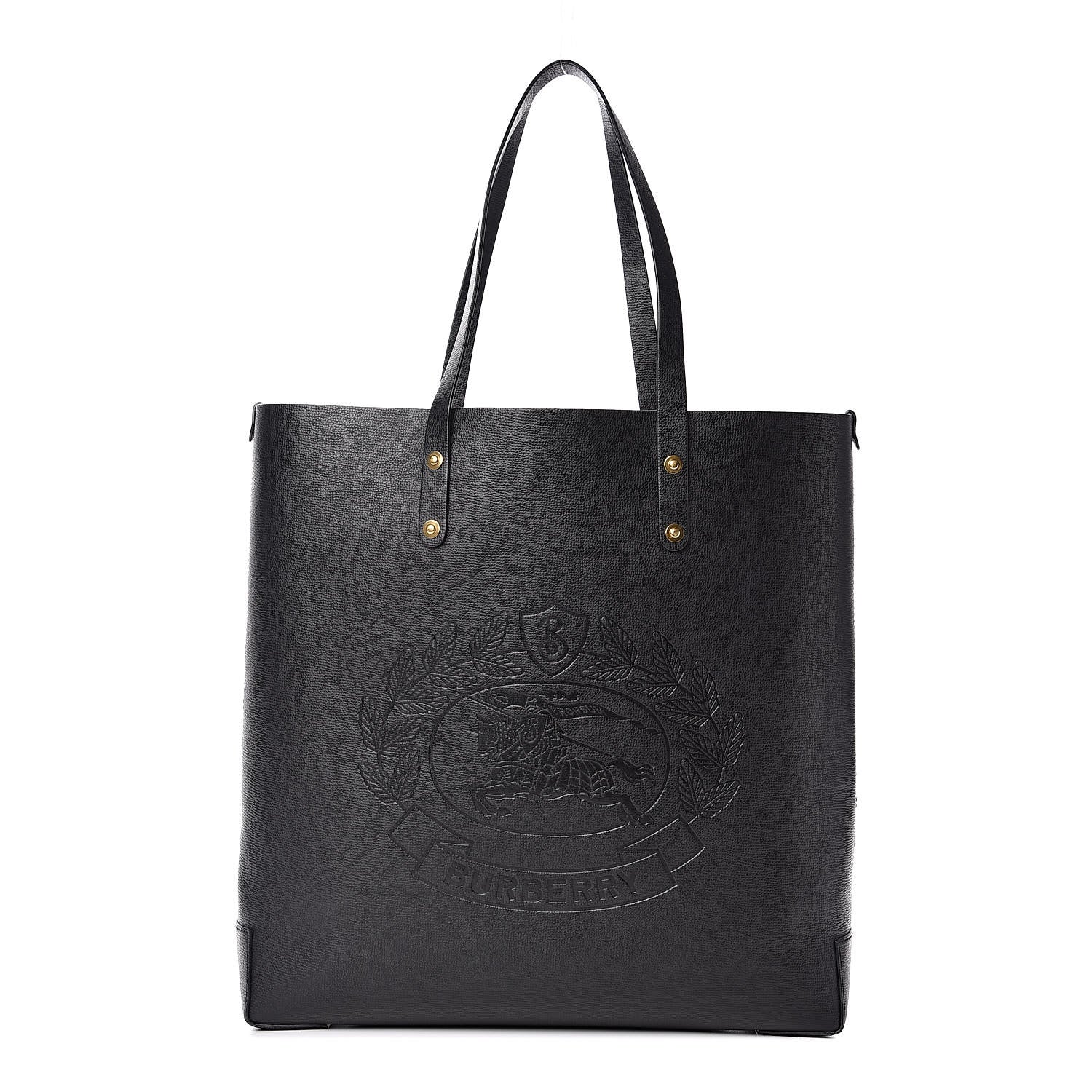 Burberry Calfskin Crest Embossed Large Tote Black 1 of 10