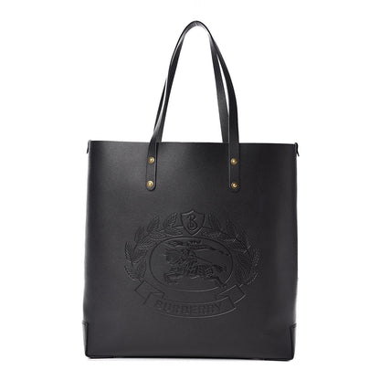 Burberry Calfskin Crest Embossed Large Tote Black 1 of 10
