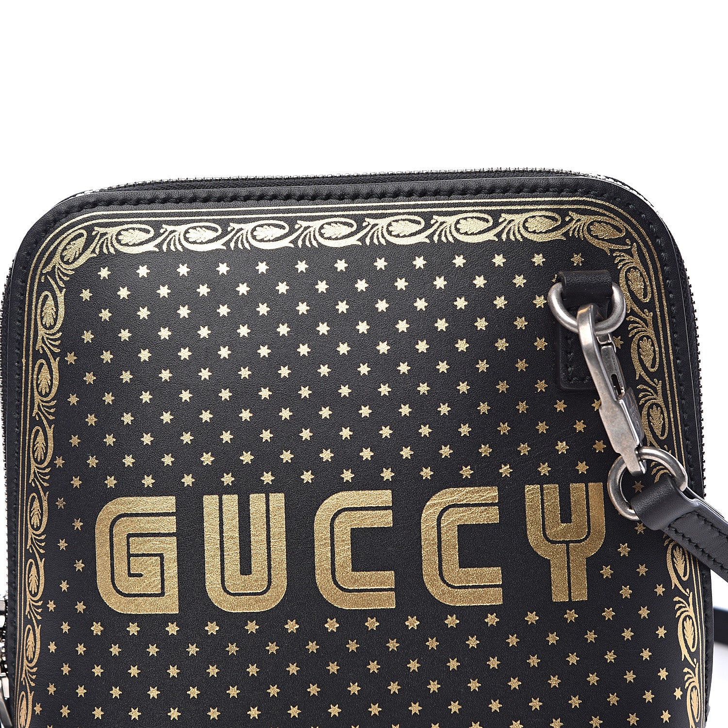 Gucci X SEGA Calfskin GUCCY Stars Mini Dome Shoulder Bag Black Gold 8 of 10