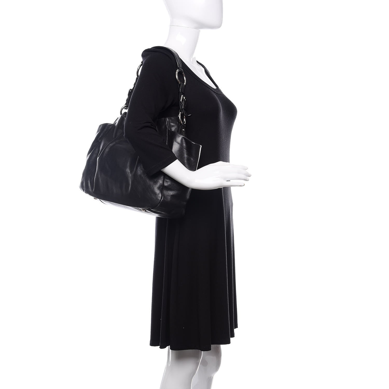 Prada Soft Calfskin Pleated Hobo Black 2 of 12